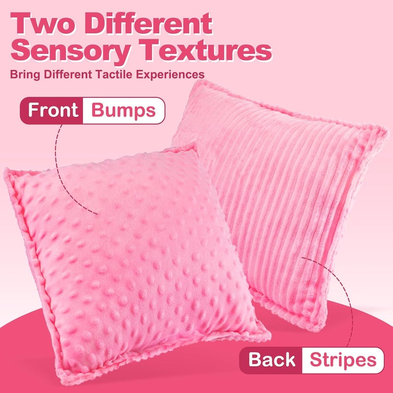 Subao 12" Vibrating Sensory Toddler Pillow with Two Textures, Sensory Toys for Kids with Autism, Birthday Xmas Gifts for Ages 4-10, Pink - Image 4